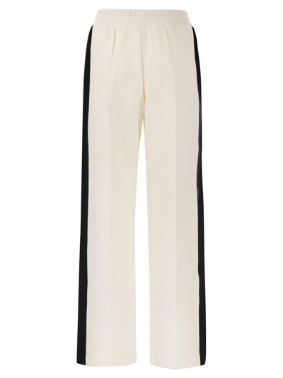 Shop Moncler Side Stripe Straight Leg Sweatpants In Bianco