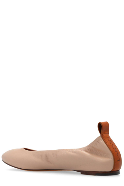 Shop Lanvin Ruch Detailed Slip-on Ballerina Shoes In Beige
