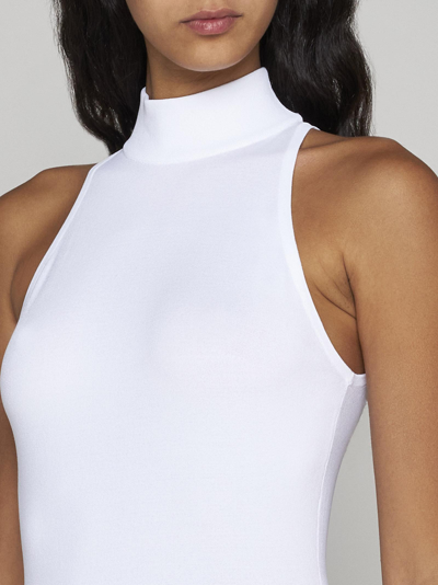 Shop Alaïa Viscose-blend Bodysuit In Bianco