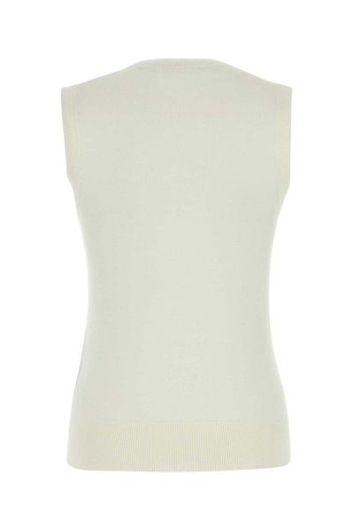 Shop Chloé Sleeveless Knitted Top In Bianco