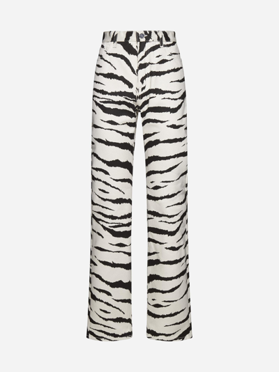 Shop Alaïa Zebra Print Jeans In Crema