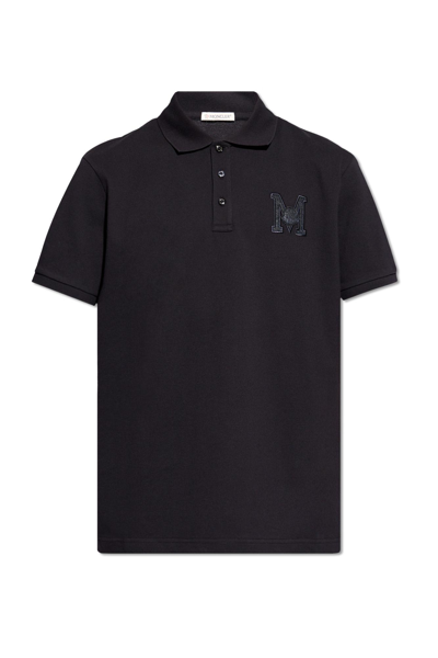 Shop Moncler Polo Shirt With Logo In Blu