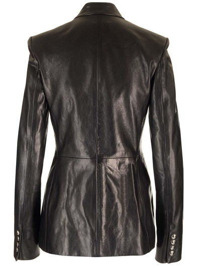 Shop Khaite Button-up Leather Jacket In Black