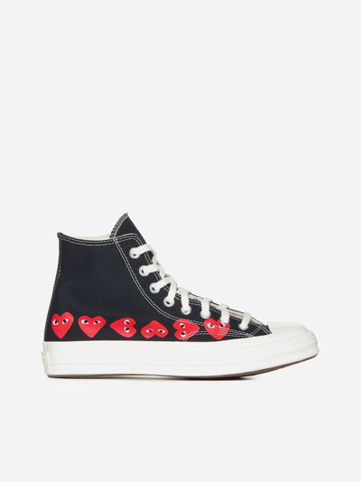 Shop Comme Des Garçons Play X Converse Canvas High-top Sneakers In Nero