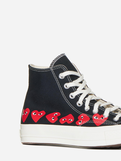Shop Comme Des Garçons Play X Converse Canvas High-top Sneakers In Nero