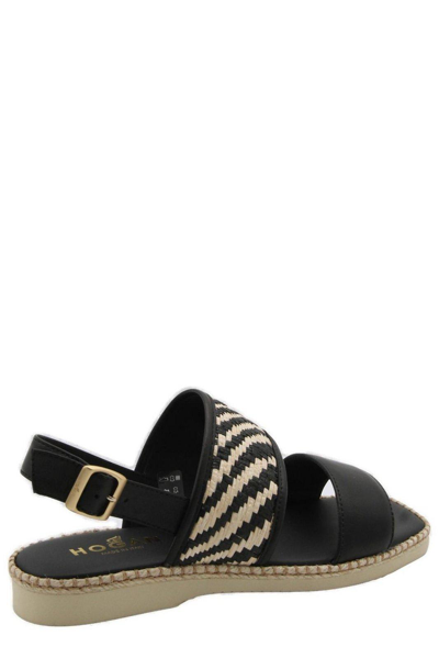 Shop Hogan H660 Double-strap Woven Sandals In Nero
