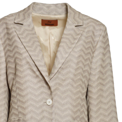 Shop Missoni Zigzag Styles Breasted Tailored Blazer In Sabbia