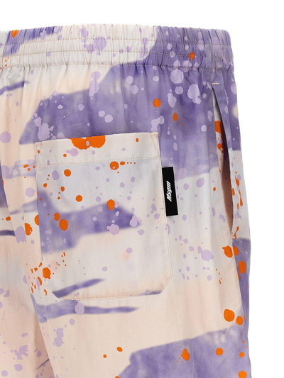 Shop Msgm Paint-splatter Knee-length Shorts In Rosa