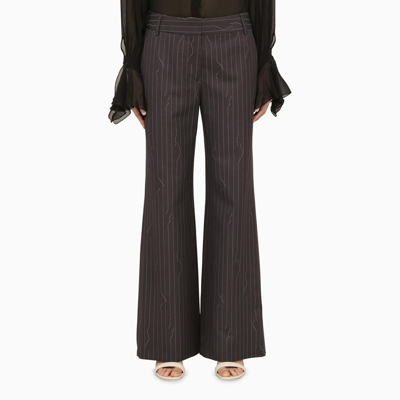 Shop Off-white Grey Pinstripe Wool-blend Palazzo Trousers In Grigio