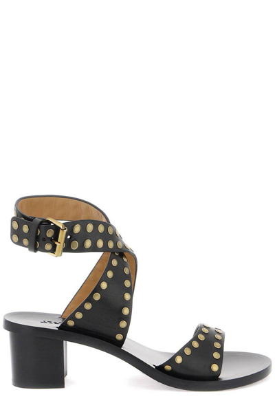 Shop Isabel Marant Studded Heeled Sandals In Nero/oro