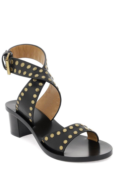 Shop Isabel Marant Studded Heeled Sandals In Nero/oro