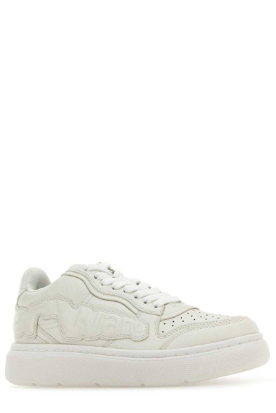 Shop Alexander Wang Puff Logo Lace-up Sneakers In Optic White