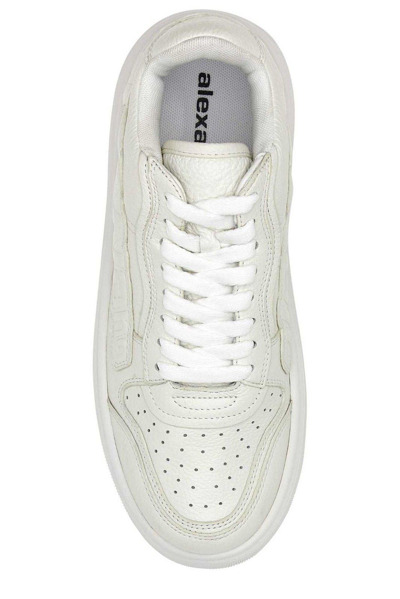 Shop Alexander Wang Puff Logo Lace-up Sneakers In Optic White