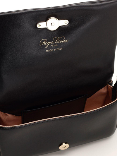 Shop Roger Vivier Ruched Detailed Mini Crossbody Bag In Black
