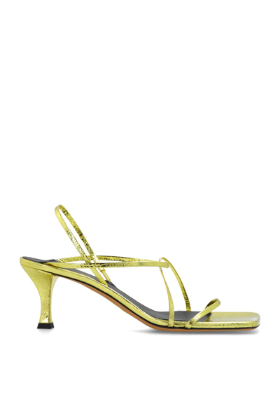 Shop Proenza Schouler Square Strappy Heeled Sandals In Gold