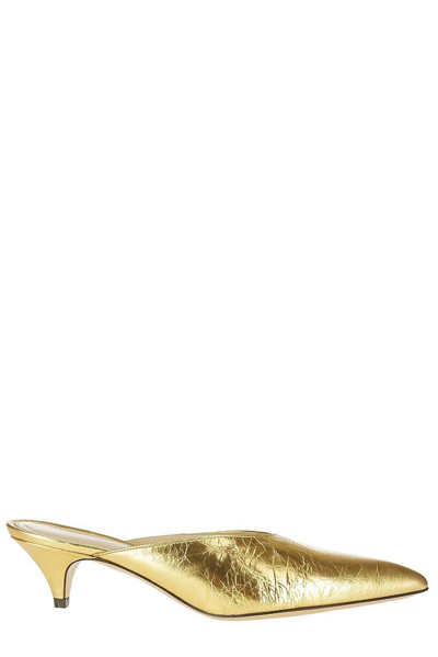 Shop Khaite The River Pointed-toe Mules In Gold
