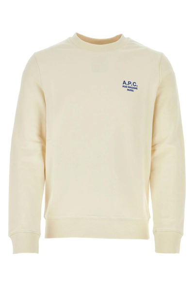 Shop Apc Cream Cotton Rider Sweatshirt In Taj Blanc Casse/bleu