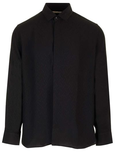 Shop Saint Laurent Buttoned Long-sleeved Shirt In Black