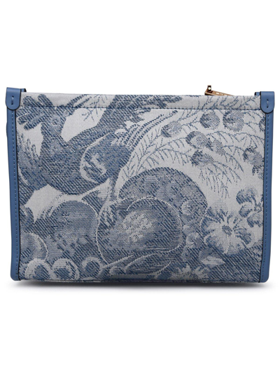 Shop Etro Medium Denim Jacquard Zipped Clutch Bag