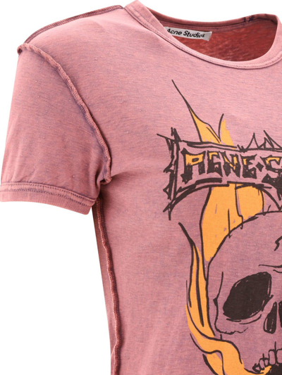 Shop Acne Studios Graphic Printed Crewneck T-shirt In Ctl Mauve Pink