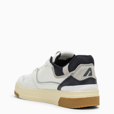 Shop Autry White\/blue Leather And Suede Clc Trainer In Wht/space/vapoer