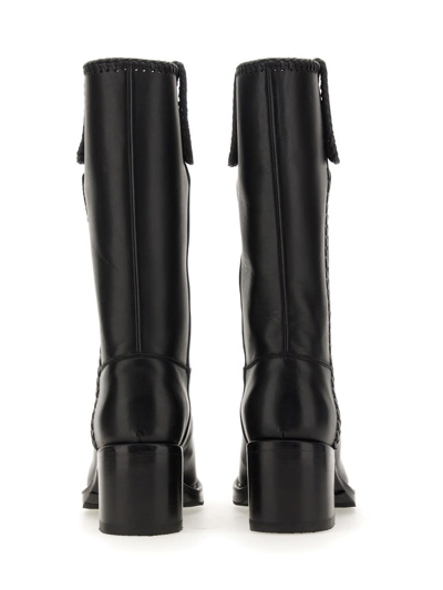 Hereu Elegant Calf Leather Ankle Boots In Black
