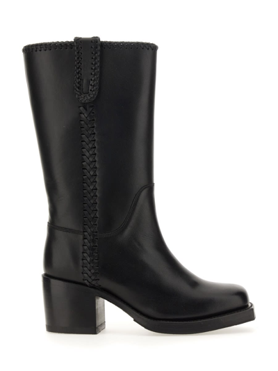 Hereu Elegant Calf Leather Ankle Boots In Black
