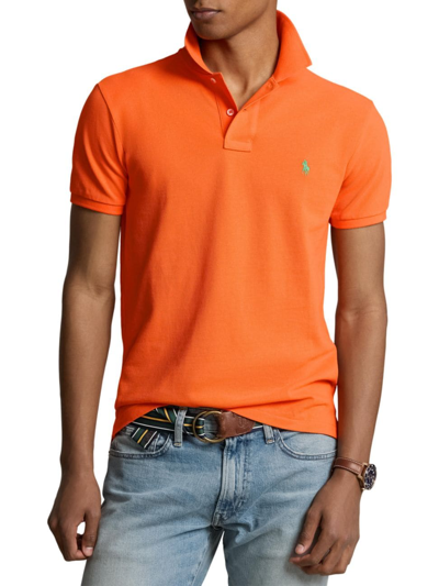 Shop Polo Ralph Lauren Men's Cotton Polo Shirt In Bright Signal Orange