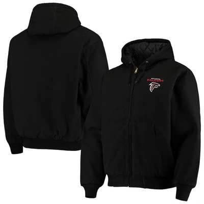 Shop Dunbrooke Black Atlanta Falcons Dakota Cotton Canvas Hooded Jacket