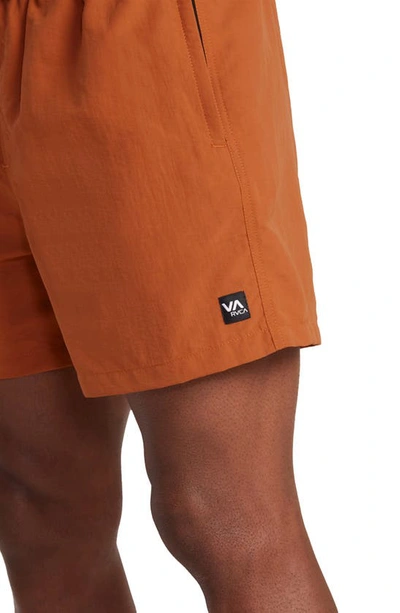 Shop Rvca Outsider Basecamp Nylon Drawstring Shorts In Terracotta