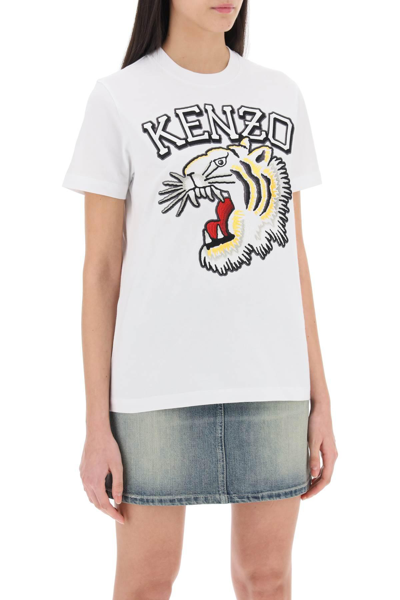 Shop Kenzo Tiger Varsity Crew-neck T-shirt In White