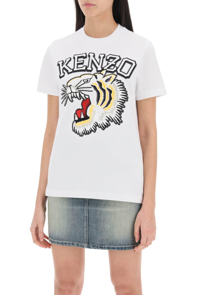 Shop Kenzo Tiger Varsity Crew-neck T-shirt In White