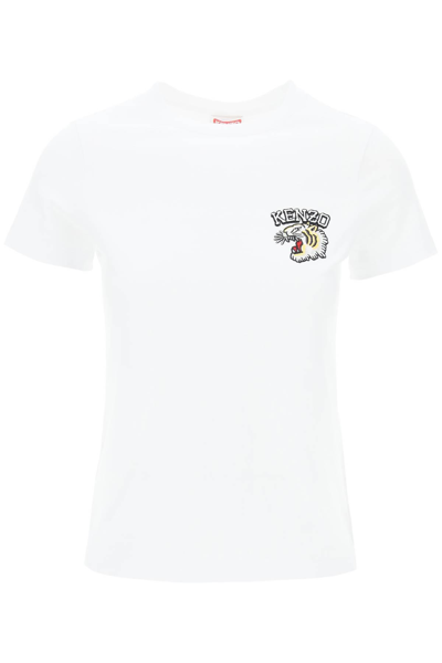 Shop Kenzo Crew-neck T-shirt With Embroidery In White