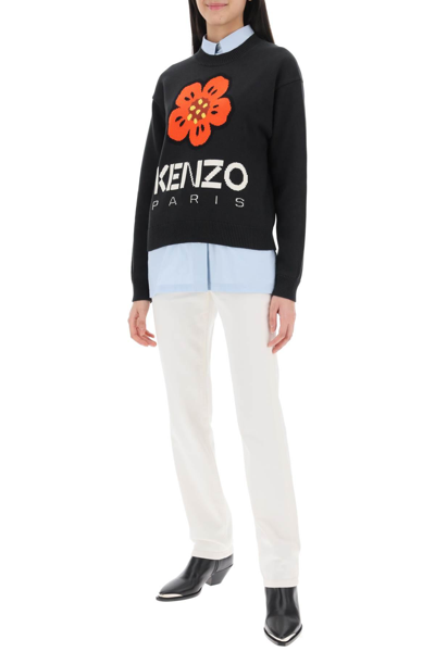 Shop Kenzo Bokè Flower Sweater In Organic Cotton In Black