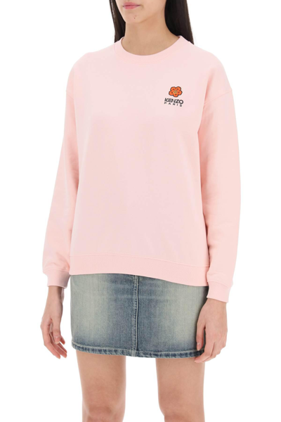 Shop Kenzo Crew-neck Sweatshirt With Embroidery In Pink
