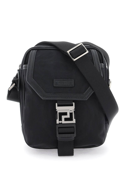 Shop Versace Neo Nylon Crossbody Bag In Black