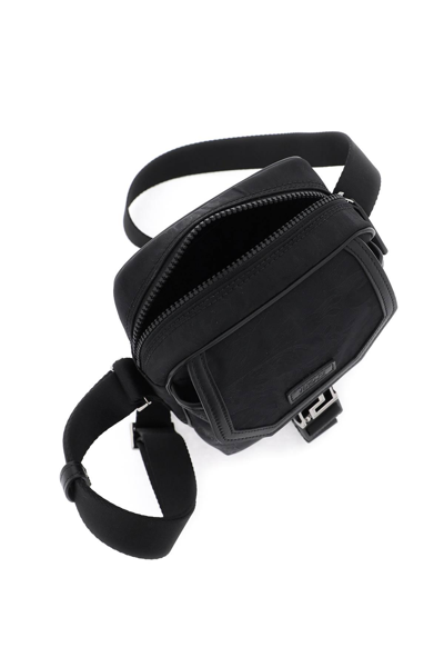 Shop Versace Neo Nylon Crossbody Bag In Black