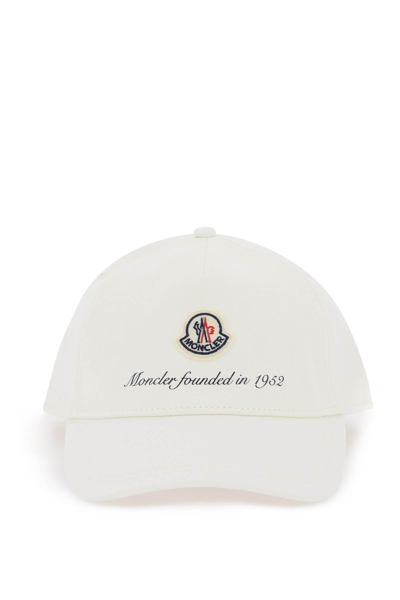 Shop Moncler Baseball Hat Made Of Gabardine Fabric. In White