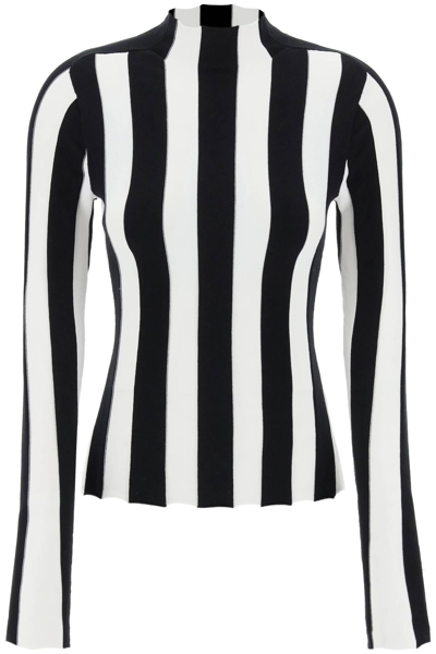 Shop Interior Ridley Striped Funnel-neck Sweater In White,black