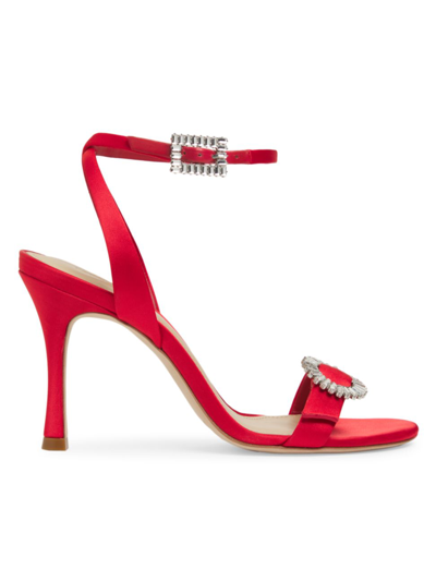 Shop Saks Fifth Avenue Women's Satin 90mm Sandals In Red