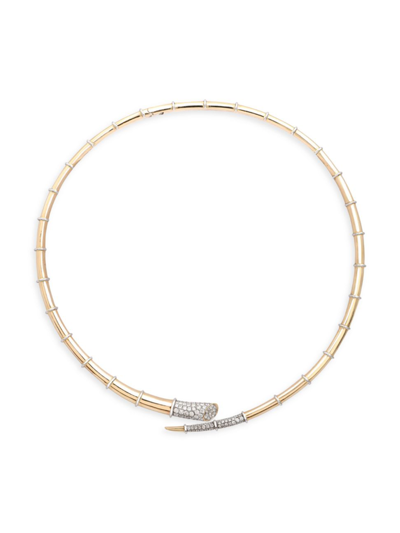 Shop Rainbow K Women's Horn 14k Yellow Gold & 2.07 Tcw Diamond Wrap Necklace