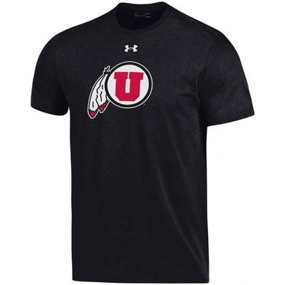Shop Under Armour Black Utah Utes School Logo Performance Cotton T-shirt