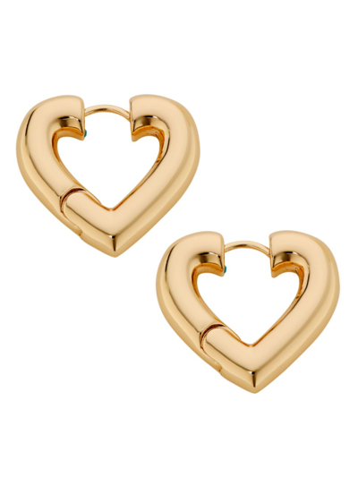 Shop Roxanne Assoulin Women's Goldtone Heart Hoop Earrings In Shiny Gold