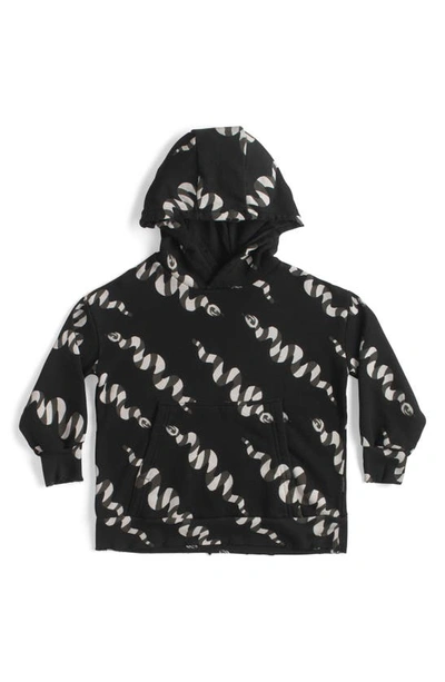 Shop Nununu Kids' Snake Print Cotton Hoodie In Black