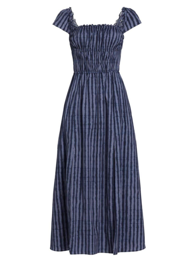 Shop Altuzarra Women's Lily Cotton-blend Stripe Midi-dress In Eventide