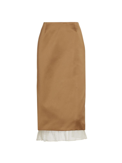 Shop Altuzarra Women's Fannie Ruffled Satin Midi-skirt In Thorn