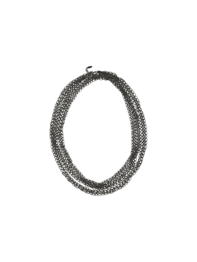 Shop Brunello Cucinelli Precious Loops Necklace In Ultrablack