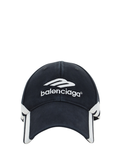 Shop Balenciaga Baseball Cap In Fadedblack/white