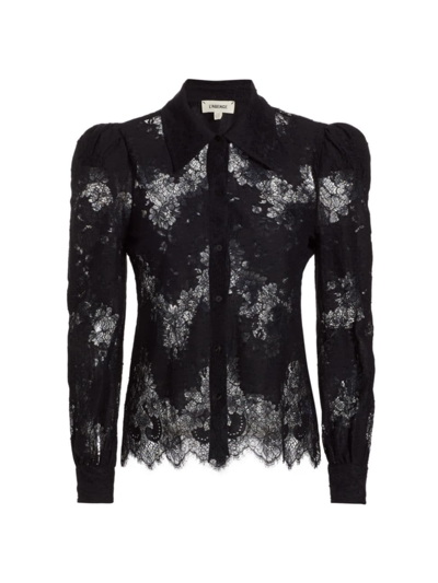 Shop L Agence Women's Jenica Floral Lace Blouse In Black