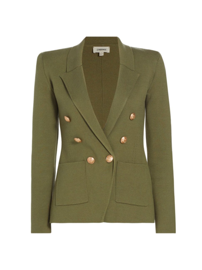 Shop L Agence Women's Kenzie Fitted Knit Blazer In Clover Gold